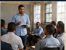 Ministry leader teaching a classroom